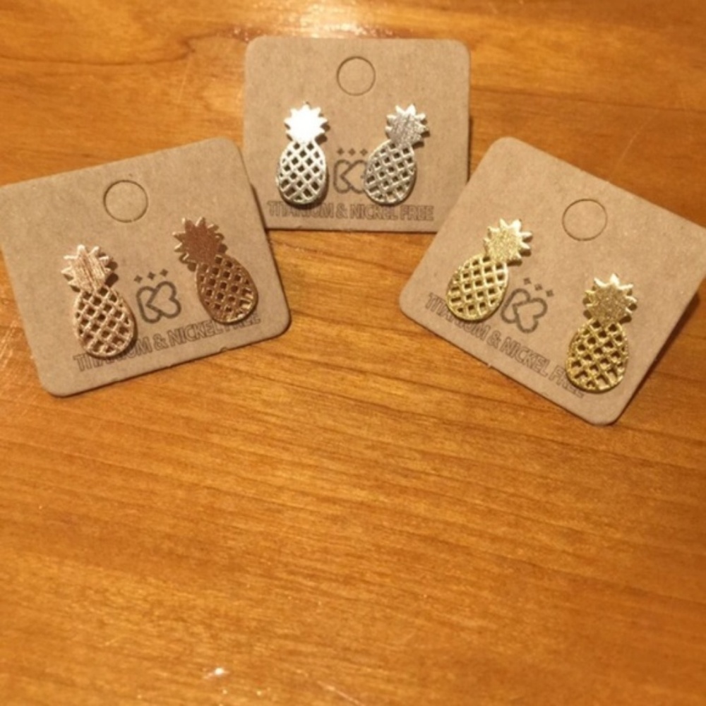 Silver, Gold and Rose Gold Pineapple Earrings
